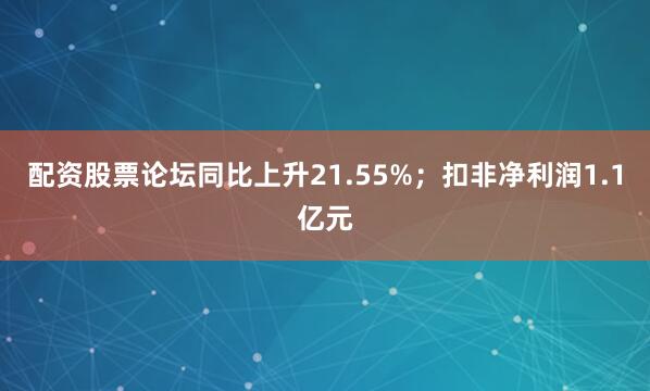 配资股票论坛同比上升21.55%；扣非净利润1.1亿元